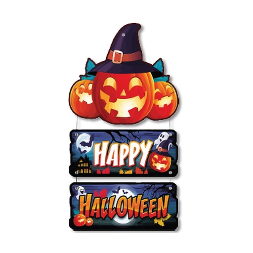 [HLW25CH72] COLGANTES 23x42 CM MDF - CALABAZAS / HAPPY HALLOWEEN