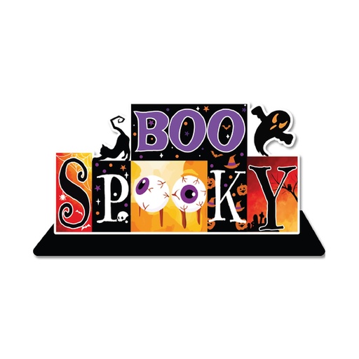 [HLW25CM75] CENTRO DE MESA 37X20 CM MDF - BOO SPOOKY (2025)