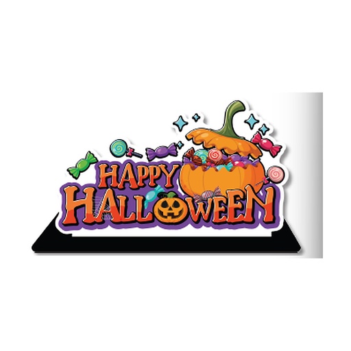 Centro de mesa Happy Halloween con calabaza y caramelos