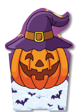 [HLW25CJ82] CAJA 11X11 CON RELIEVE - CALABAZA CON SOMBRERO