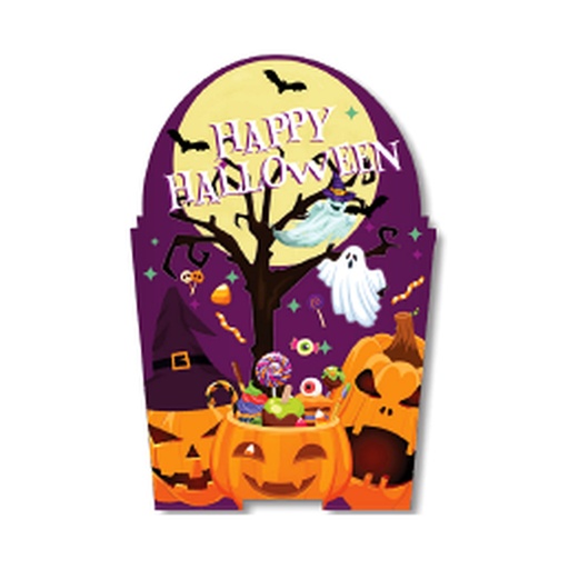 [HLW25CJ83] CAJA 11X11 CON RELIEVE - ARBOL - LUNA Y FANTASMA