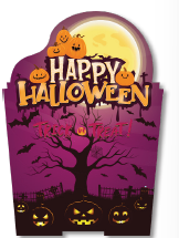 [HLW25CJ84] CAJA 11X11 CON RELIEVE - HAPPY HALLOWEEN / TRICK OK TREAT