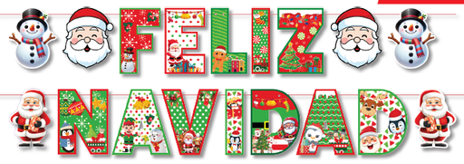 [NAV25GJ2] GUIRNALDA JUMBO CARTULINA - SILUETA FELIZ NAVIDAD / CARITAS NAVIDEÑAS