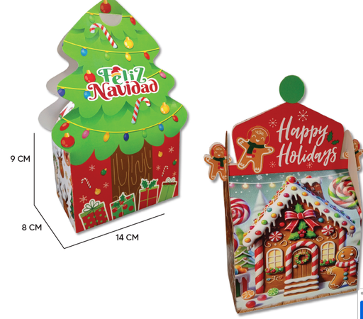 [NAV25CL4] CAJA RELIEVE CARTULINA - ARBOL / CASA DE JENGIBRE X10 UNDS