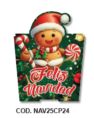 [NAV25CP24] CAJAS 10X10 CON RELIEVE - GALLETA DE JENGIBRE/ FONDO VERDE NAVIDAD