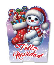 [NAV25CP26] CAJAS 10X10 CON RELIEVE - MUÑECO DE NIEVE CON BOTA NAVIDEÑA