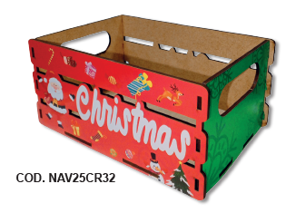 [NAV25CR32] CAJA PARA DETALLE MDF - LAMINADO - VERDE/ ROJO - CHRISTMAS