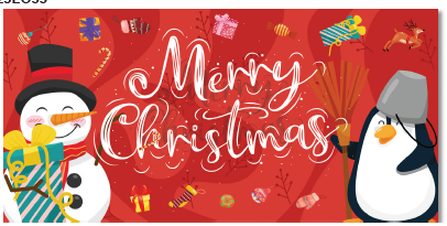 [NAV25LO55] LONA DECORATIVA 50X100 CM - MUÑECO DE NIEVE Y PINGUINO / MERRY CHRISTMAS