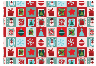[NAV25PR58] PAPEL DE REGALO NAVIDEÑO COUCHE 50X70 - VIÑETAS CUADRADAS NAVIDEÑAS