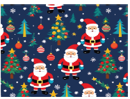 [NAV25PR58-8] PAPEL DE REGALO NAVIDEÑO COUCHE 50X70 - FONDO AZUL PAPANOEL Y ARBOLES