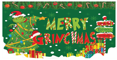 [NAV25LG80] LONA DECORATIVA 50X100 CM - MERRY GRINCHMAS - ARBOL/ GRINCH/ SEÑALETICA