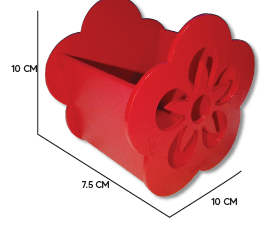 [CJMDFFRJO] CAJA FLOR MDF 10X10 CM - PINT. ROJO