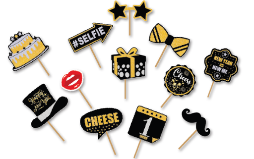 [FAN26GJ05] PROPS CARTULINA 2026 - NEW YEAR X12 UNDS / DORADO