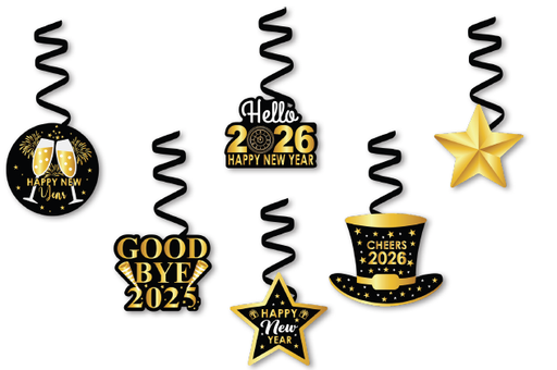 [FAN26GJ07] COLGANTE 2026 SERPETINA CARTULINA - GOOD BYE 2025 X6 PZAS / DORADO