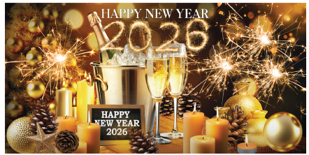 [FAN26LR14] LONA DECORATIVA 50X100 CM - 2026 BALDE CON COPA Y CHAMPANGE