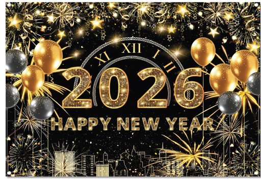 [FAN26LG25] LONA GRANDE DE PARED 160X250 CM - 2026 ESTRELLITAS GLOBITOS Y DESTELLOS