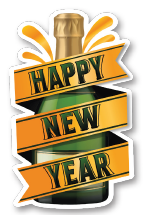 [FAN26CP36] COLGANTE PVC AMBAS CARAS 40X60 CM - BOTELLA DE CHAMPANGE / HAPPY NEW YEAR