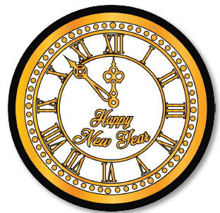 Colgante PVC reloj dorado para Año Nuevo
