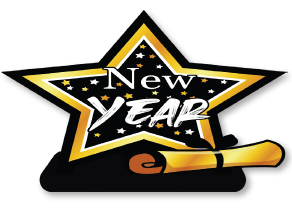 [FAN26CM39] CENTRO DE MESA MDF 55X31 CM - ROLLO Y ESTRELLA / NEW YEAR