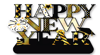 [FAN26CM40] CENTRO DE MESA MDF 55X31 CM - SILUETA HAPPY NEW YEAR