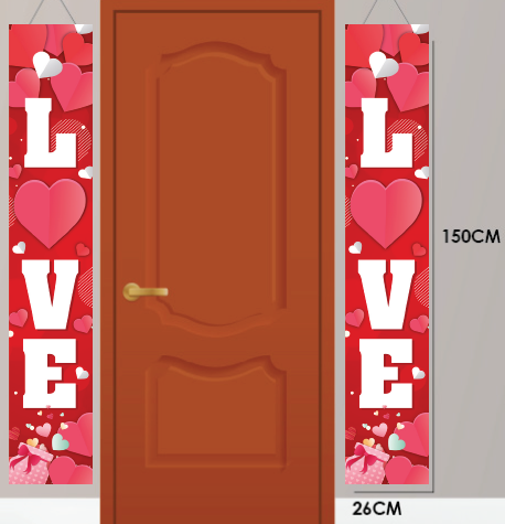 [SV26LO010] LONA DECORATIVA 150X26 CM - FONDO CORAZONES / LOVE X2 PZAS
