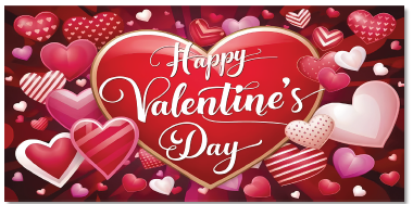 [SV26LO014] LONA DECORATIVA 100X50 CM - FONDO VINO POLCA CORAZONES HAPPY VALENTINES DAY