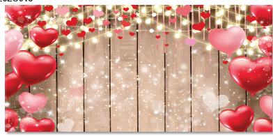 [SV26LO018] LONA DECORATIVA 100X50 CM - BASE MADERA LUCES CORAZONES