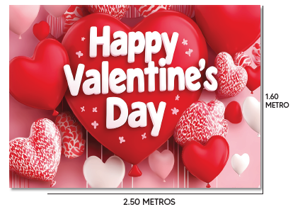 [SV26LO033] LONA DECORATIVA PARA PARED 250X160 CM - CORAZON BORDE DORADO HAPPY VALENTINES DAY / REGALOS