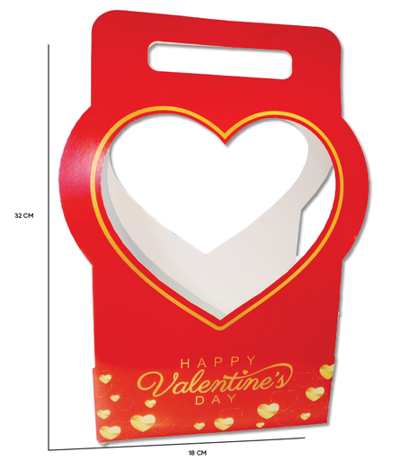 [SV26CD055] CAJA CANASTA CARTULINA PARA FLORES - ROJO CORAZON / HAPPY VALENTINES DAY X1 UNDS