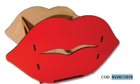 [SV26CO078] CAJA MDF 12X12X9CM - LAMINADO LABIOS ROJO