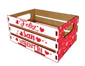 [SV26CD085-1] CAJA PARA DETALLE MDF - LAMINADO - ESPAÑOL / FELIZ SAN VALENTIN - BLANCO CON ROJO
