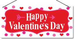 [SV26CG091] COLGANTE MDF RECTANGULAR 57X25CM - FONDO ROJO CON FLECHA / HAPPY VALENTINES DAY