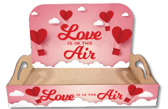 [SV26FO102] BANDEJA RECTANGULAR CON AZA 30X20X4 CM + BACKING FONDO ROSA - LOVE IS IN THE AIR