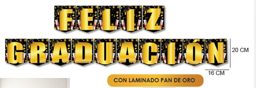 [GR2026GJA] GUIRNALDA JUMBO EN CARTULINA FELIZ GRADUACION / NEGRO