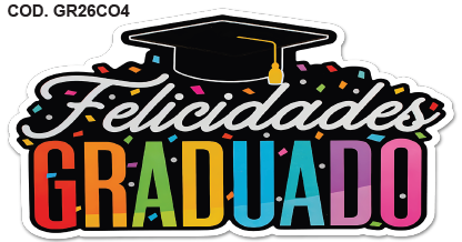 [GR26CO4] COLGANTE MDF 60 CM FELICIDADES GRADUADO / COLORIDO