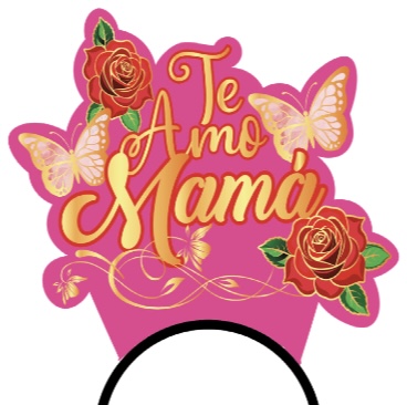 [DM26DD15] DIADEMA TE AMO MAMÁ ROSAS