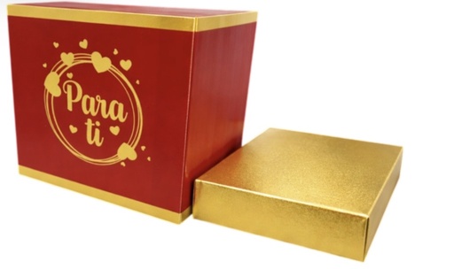 [DM26CRE63] CAJA REGALO DE CARTULINA ROJA 16X16X15 CM / PARA TI X2 UNDS 