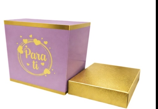 [DM26CRE64] CAJA REGALO DE CARTULINA ROSADA 16X16X15 CM / PARA TI X2 UNDS 