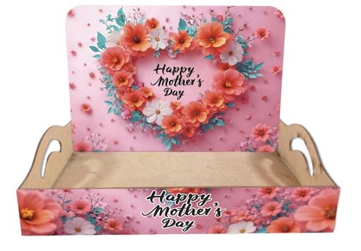 [DM26CB107] BANDEJA CON AZA MDF 30X20 CM + BACKINGS - HAPPY MOTHERS DAY / MOD 1