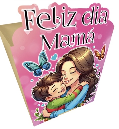 [DM26CR76] CAJA CONICA 11X11 CM MDF - FELIZ DIA MAMA / MAMA E HIJO