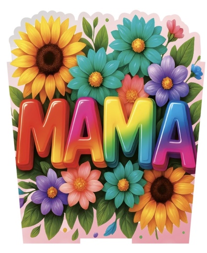 [DM26CR77] CAJA CONICA 11X11 CM MDF - MAMA / FONDO CON FLORES