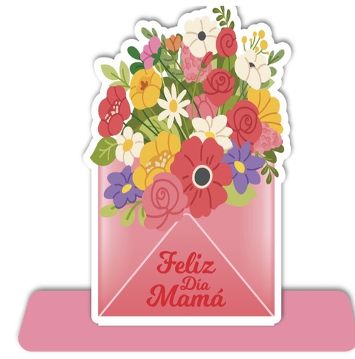 [DM26M24] CENTRO DE MESA 30X46 CM / SOBRE CON FLORES - FELIZ DIA MAMA