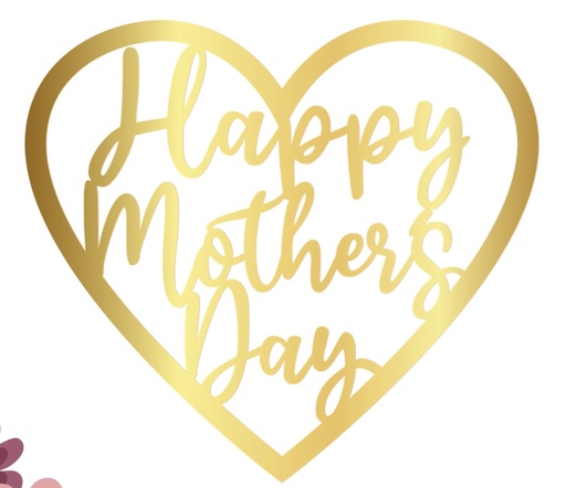 Aro MDF dorado Happy Mothers Day para decoración
