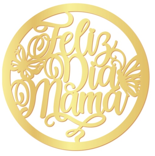 [DM26AD71] ARO MDF LAMINADO DORADO - FELIZ DIA MAMA CON MARIPOSA