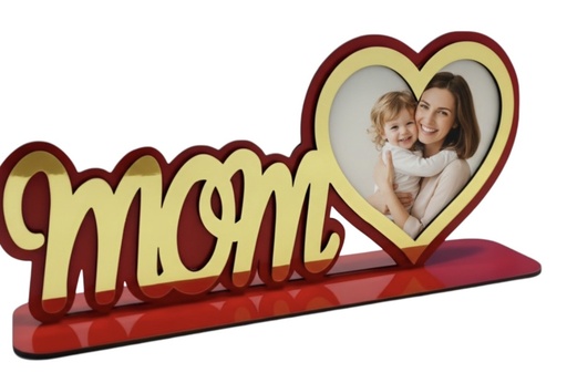 [DM26PT26] PORTARETRATO MDF 30X12 CM - MOM CORAZON / ROJO - DORADO LAMINADO