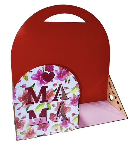 [DM26CP130] PORTA FLORES MDF  - MAMA / ROJO CON FLORES