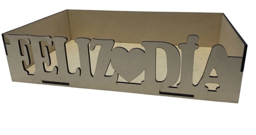 [DM26BAN133] CAJA MDF 30X20X7 CM CON FRASE - NATURAL / FELIZ DIA