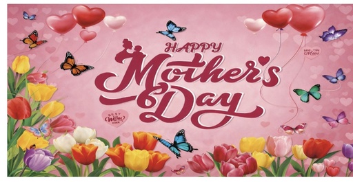 Lona Happy Mothers Day con mariposas y flores