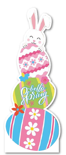Afiche MDF de Pascua con conejo y huevos