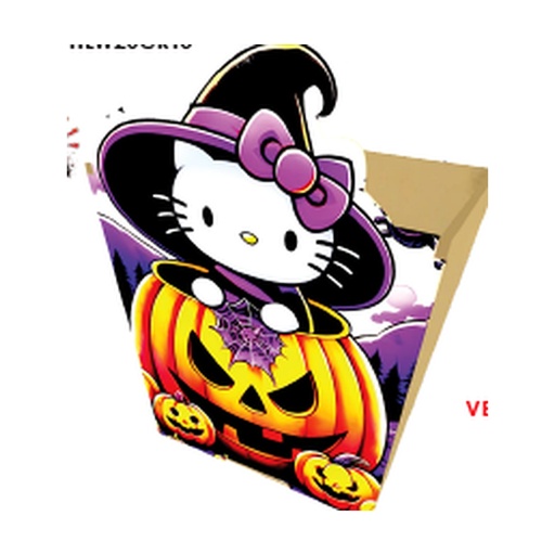 [HLW26CR15] CAJA CONICA MDF 11X11 CM - HELLO KITTY BRUJA